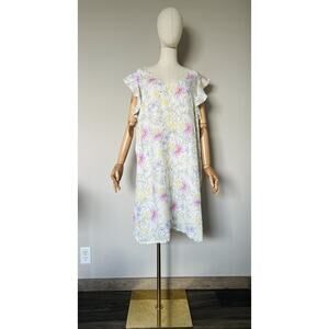 Joie Size 2X 100% Linen Shift Dress Pastels Garden Party Florals Ruffle Beach